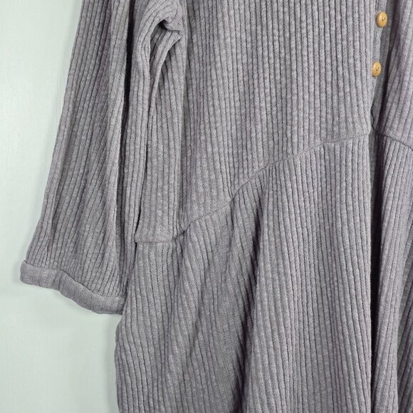 Free People Beach Oversized Assym, Thermal Waffle Knit 3/4 Length Slv Top, Lg - Picture 4 of 7